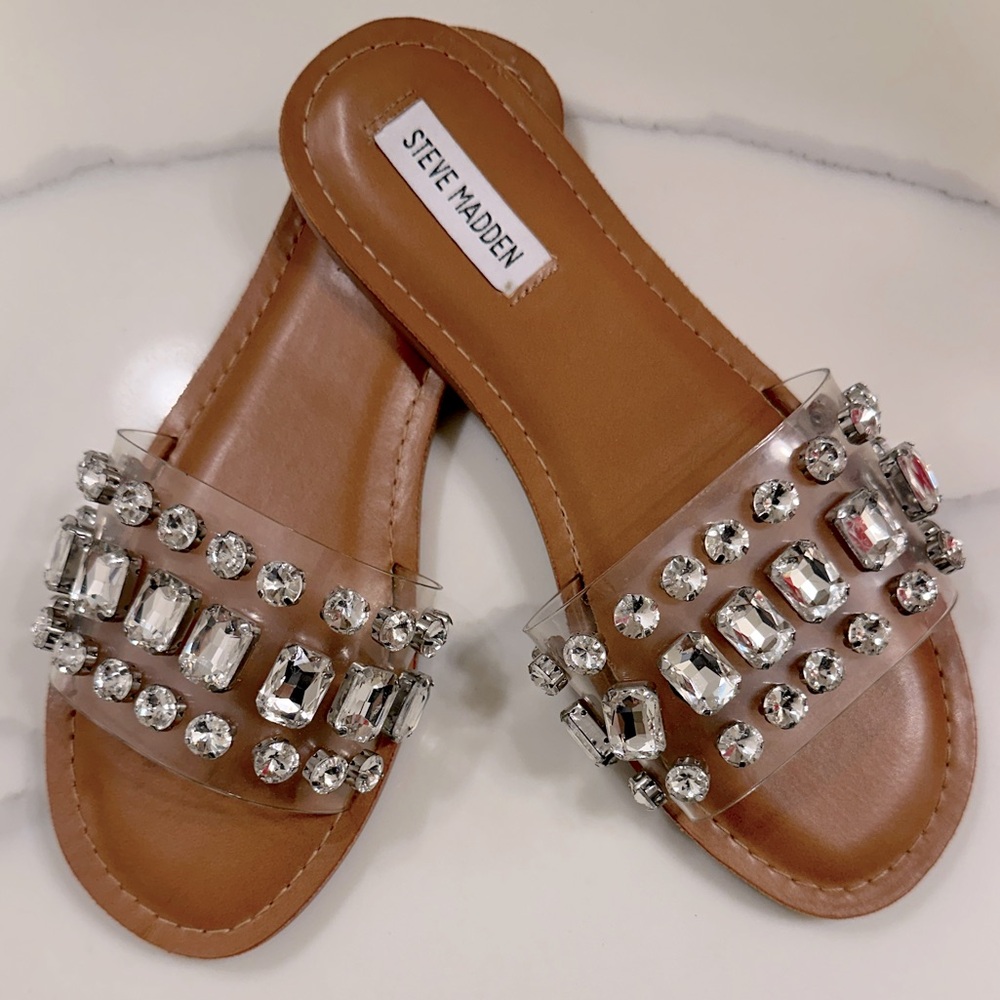 Steve Madden Rhinestone Slip On Sandals Women’s Size 9